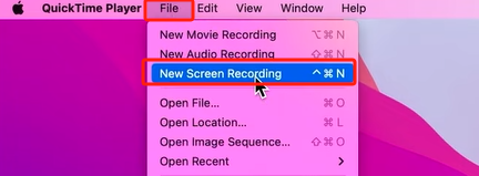 Screen record on Macbook Air with QuickTime Player