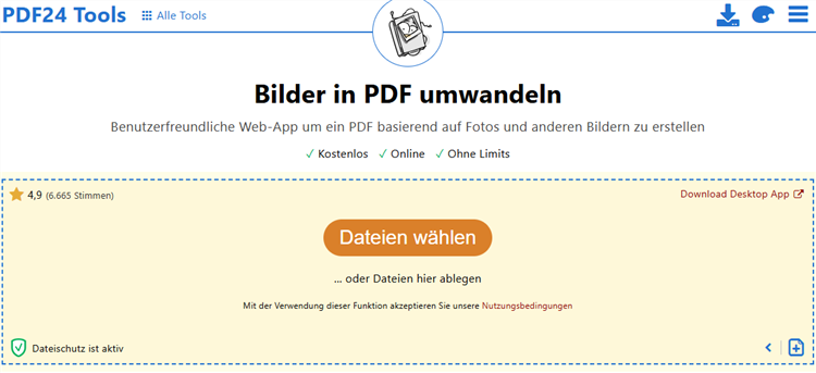 Screenshot in PDF umwandeln mit Smallpdf