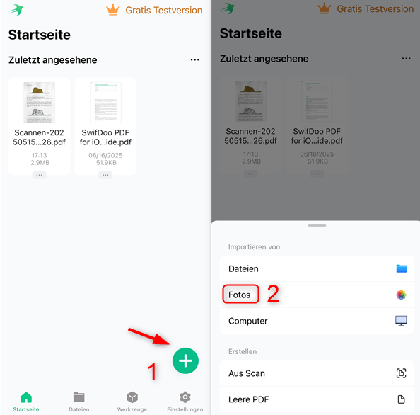 Screenshot in PDF umwandeln auf iPhone mit SwifDoo PDF