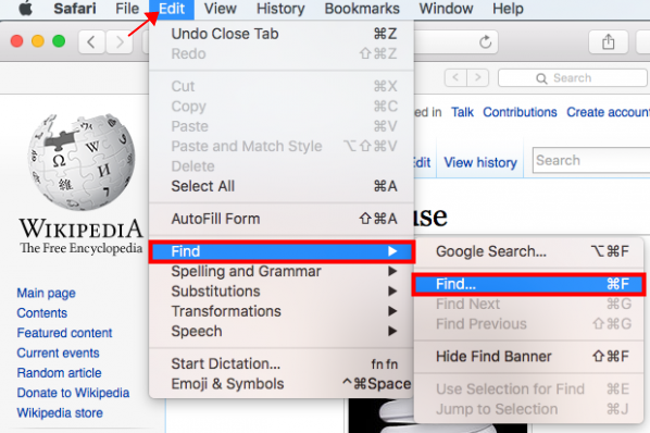 Search for a word on a web page on Mac step 2