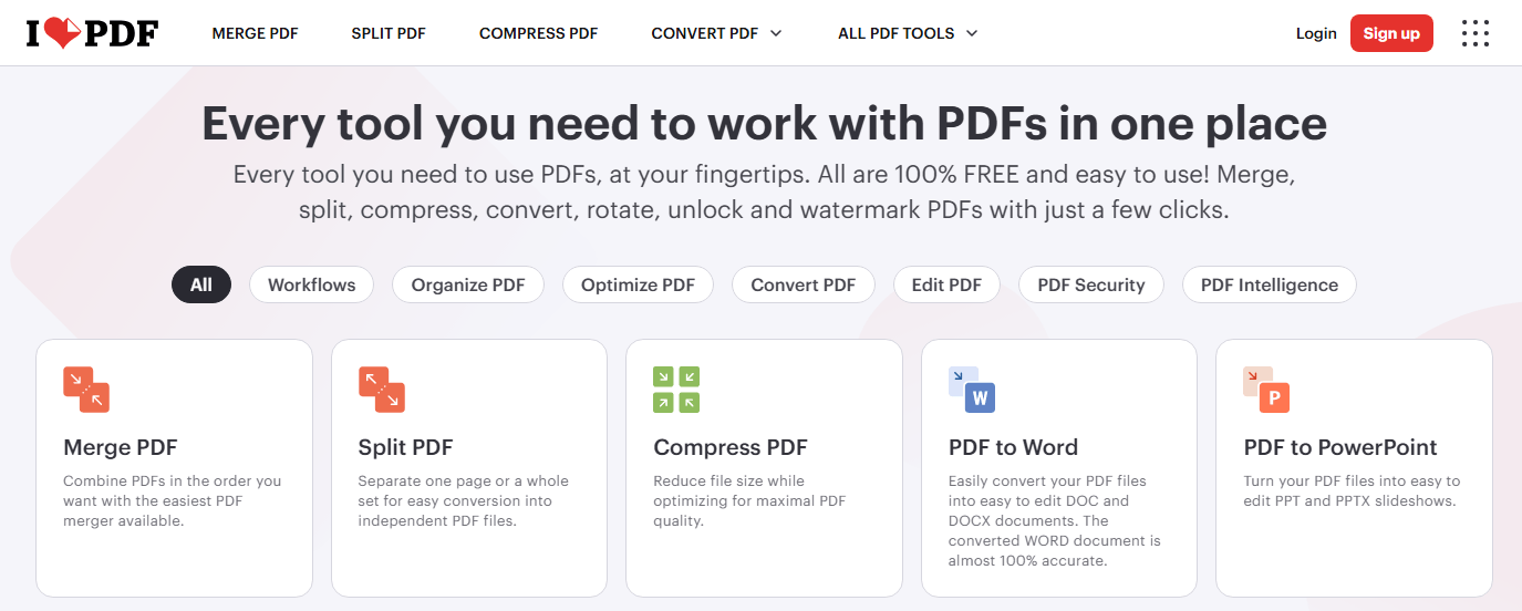 iLovePDF editor