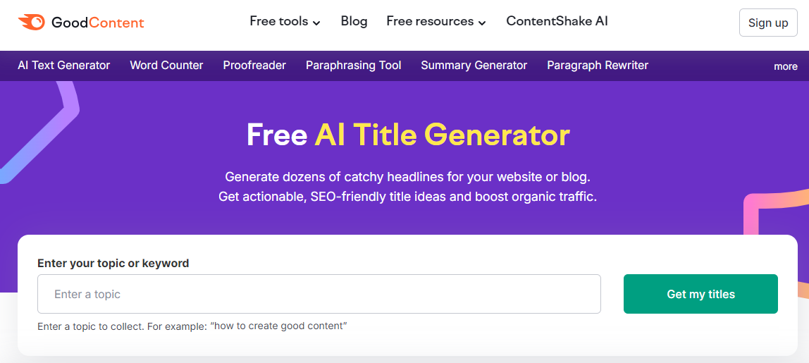 Semrush Free AI Title Generator