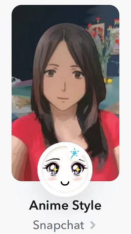 Send a snap with the cartoon face lens Anime Style