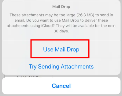 Send a video through email with Mail Drop 2