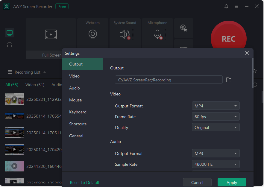 AWZ Screen Recorder Free ShareX alternative