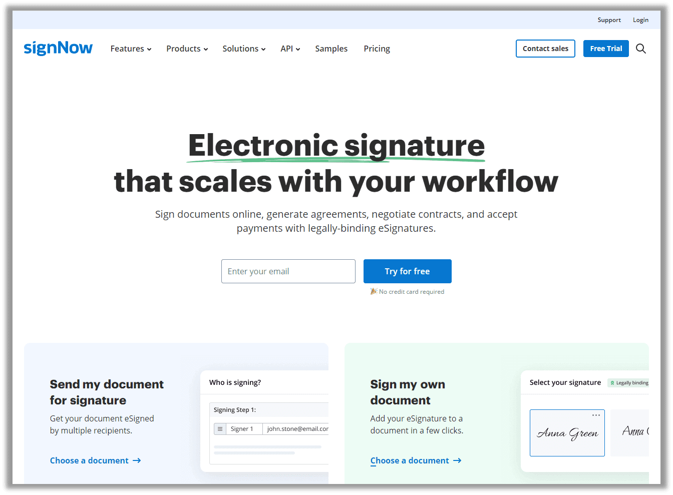 SignNow free document signing