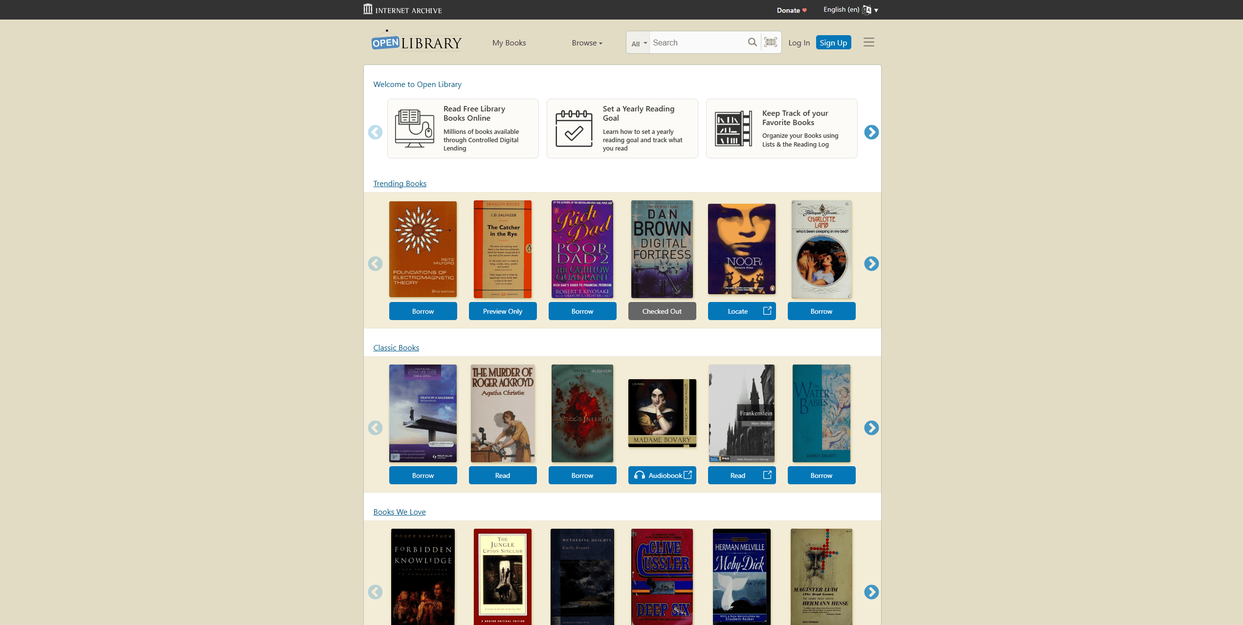 Open Library interface