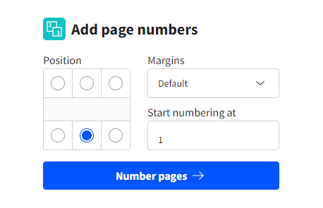 Smallpdf Online Number Pages Tool