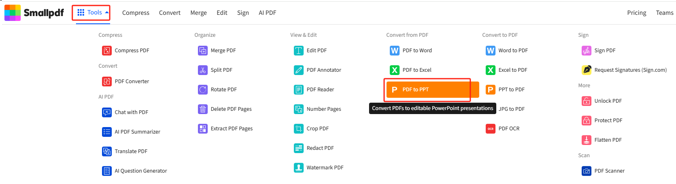 Convert PDF to PPT with Smallpdf 1