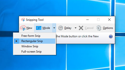 Snipping Tool Screenshot Modes