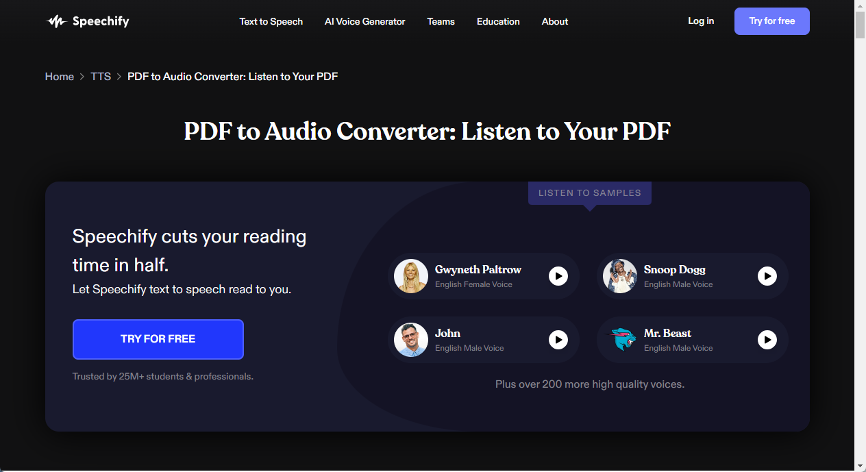 Speechify PDF to Audio Converter