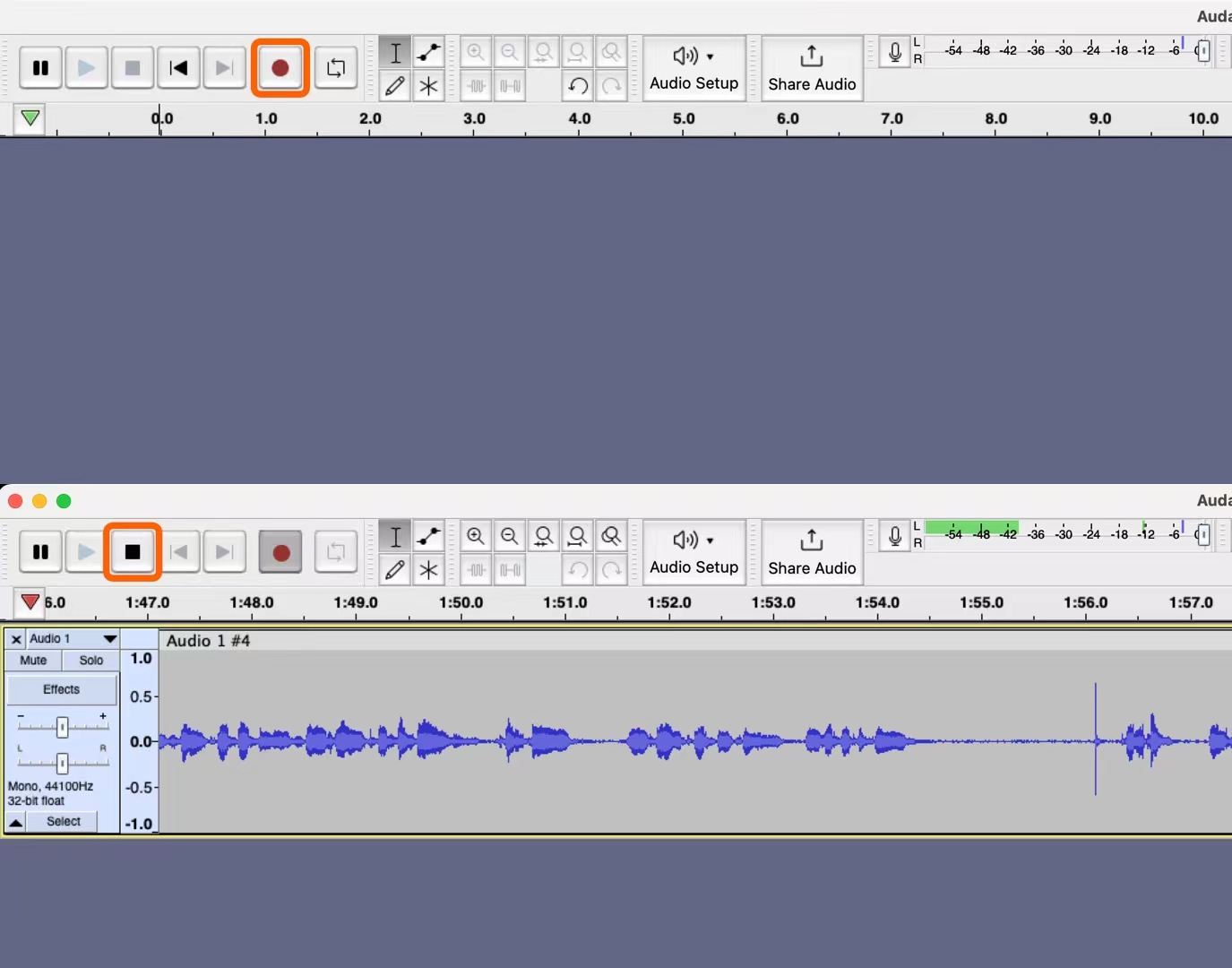 Start and Stop Recording Audio in Audacity