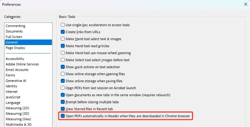 Adjust the Preferences in Adobe