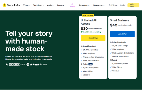 complete your Storyblocks login