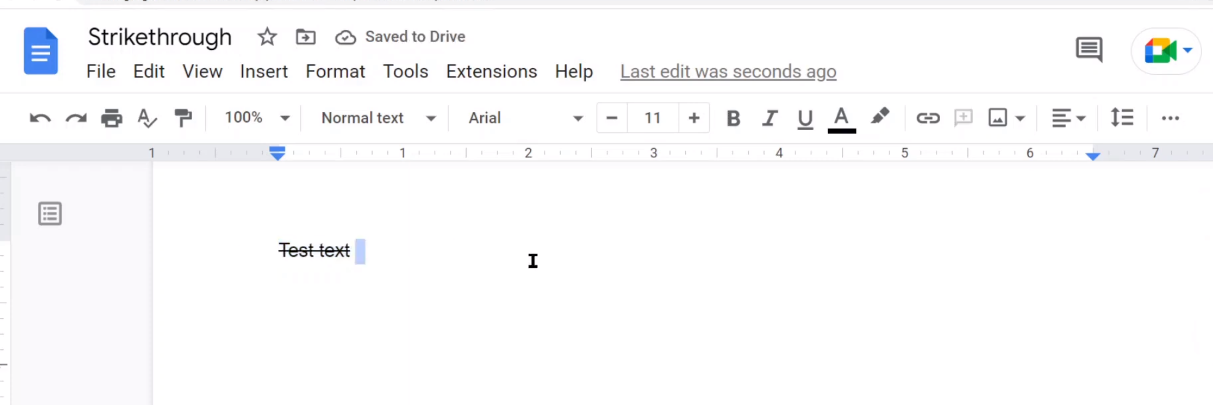 Strikethrough shortcut Google Docs