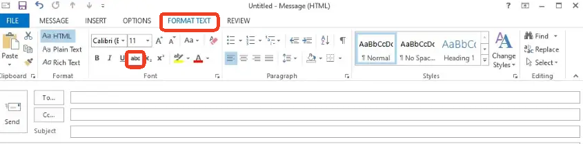 strikethrough in Outlook
