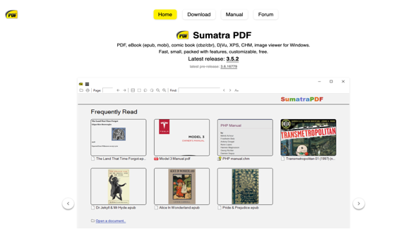 Sumatra PDF PDF reader for Windows 10