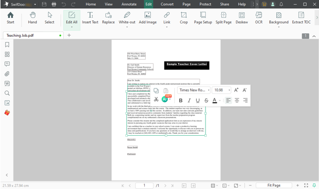 SwifDoo PDF cover letter generator how to generate cover letter 3