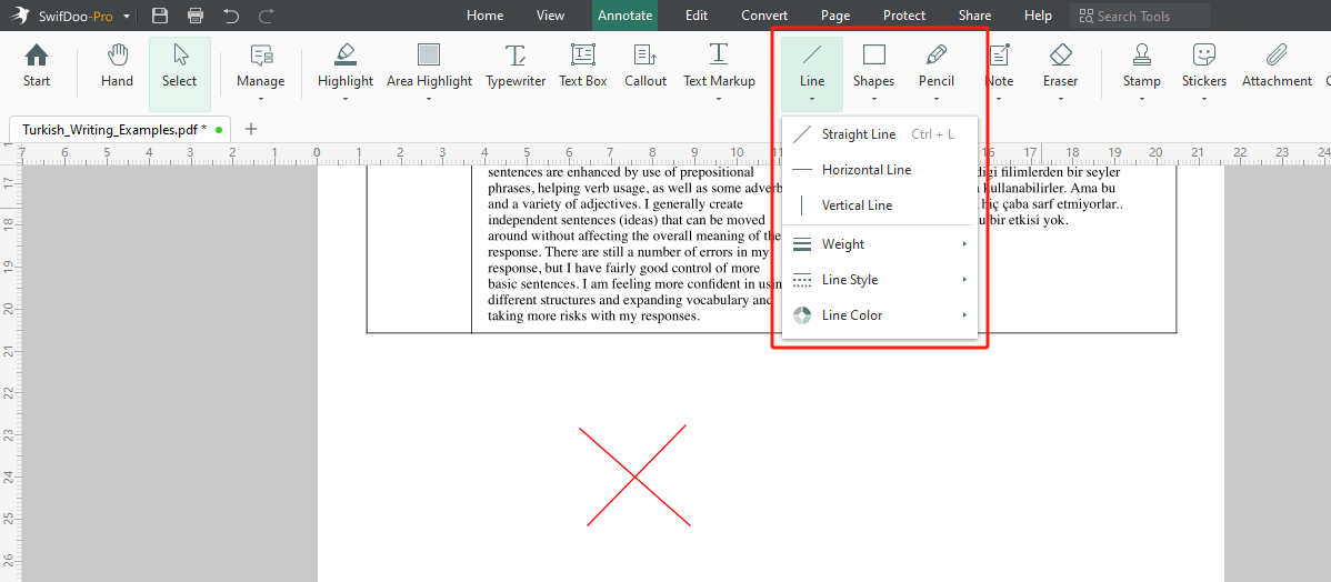 SwifDoo PDF Helps Draw a Cross Line in PDF