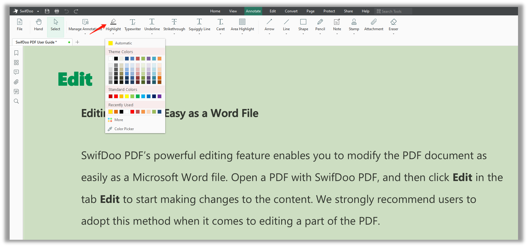 SwifDoo PDF highlighter