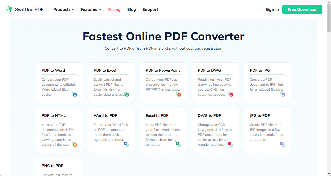 SwifDoo PDF Online Converter