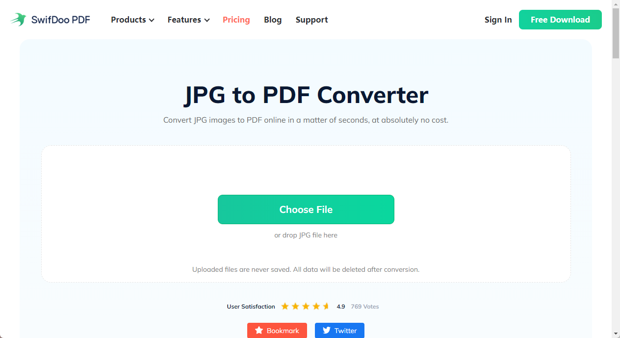 SwifDoo PDF Online JPG to PDF Page