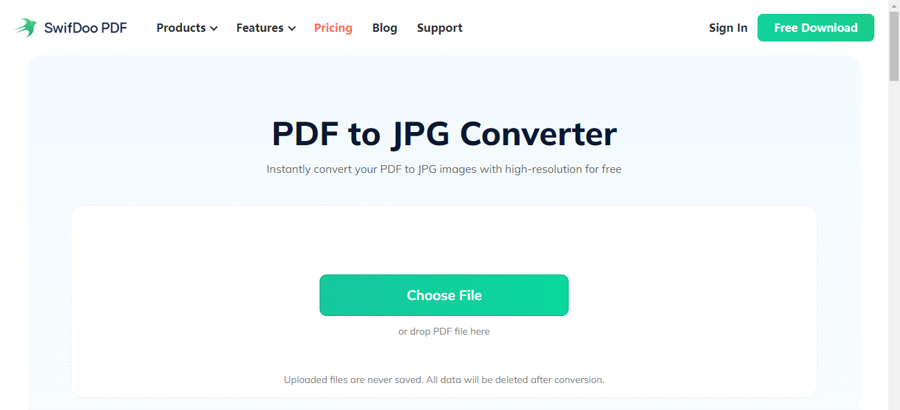 SwifDoo PDF Online PDF to JPG Converter