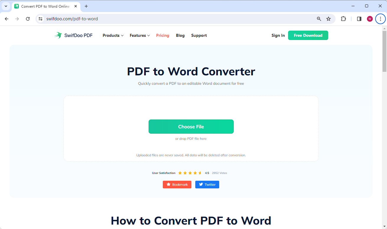 SwifDoo PDF Online PDF to Word Converter