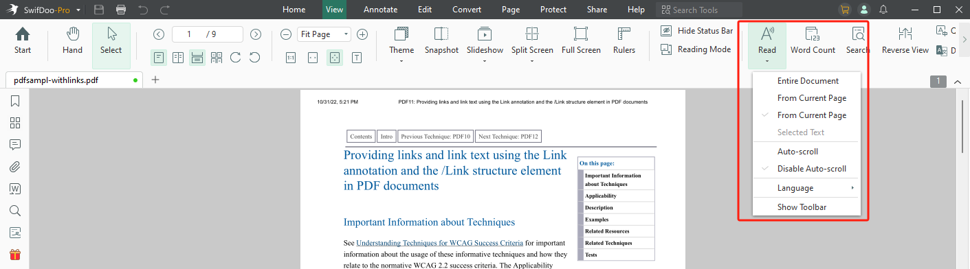 SwifDoo PDF Read PDF Function