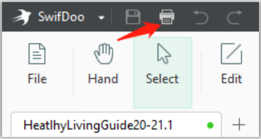 Select the Print feature in SwifDoo PDF