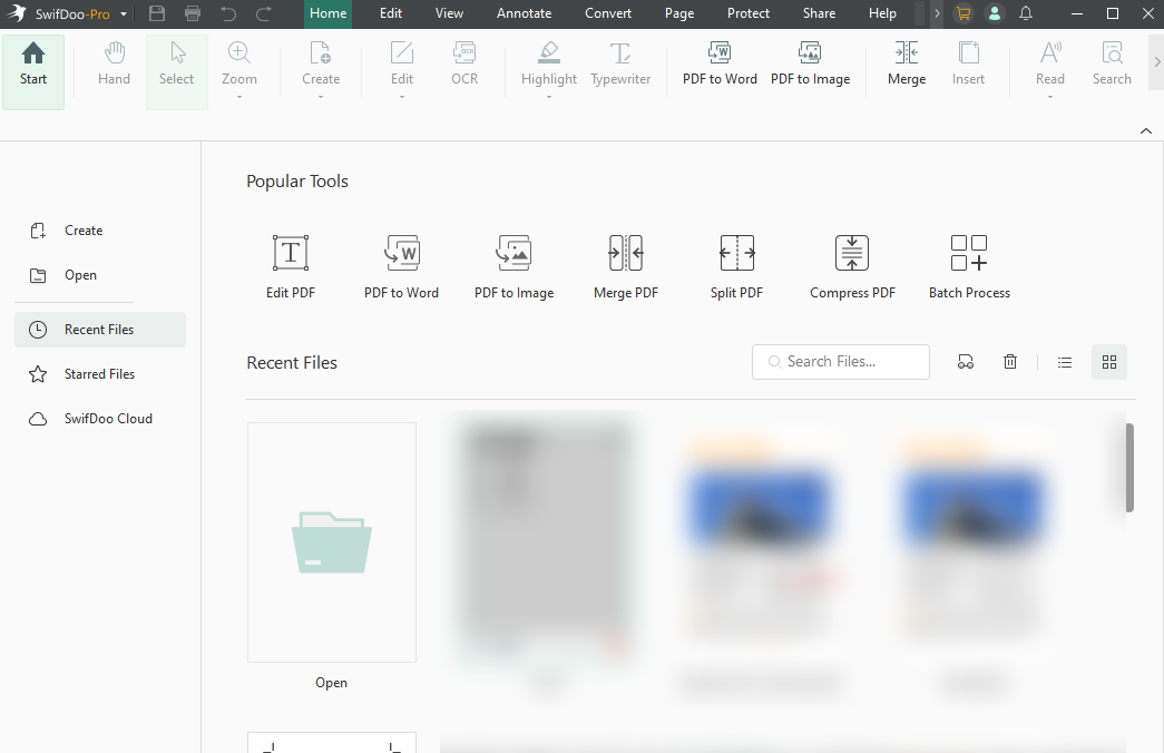 The interface of SwifDoo PDF