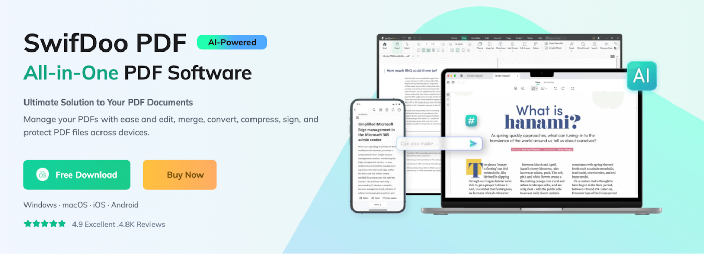 The website interface of SwifDoo PDF