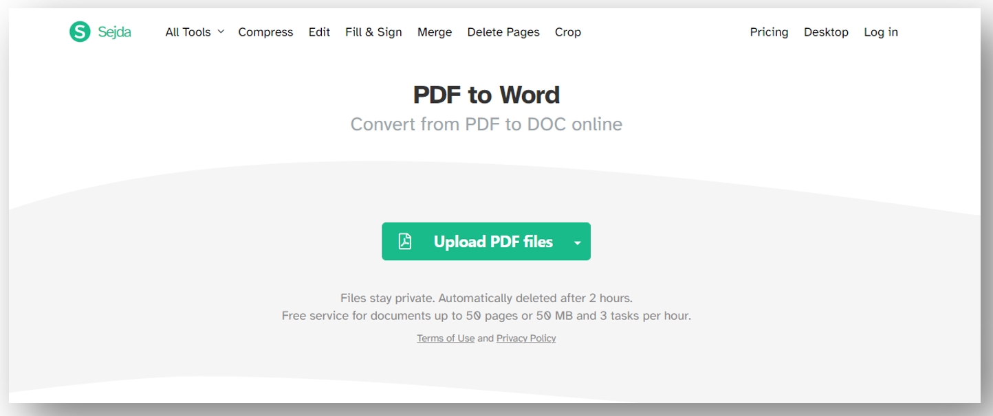 Telugu PDF to Word converter - Sejda