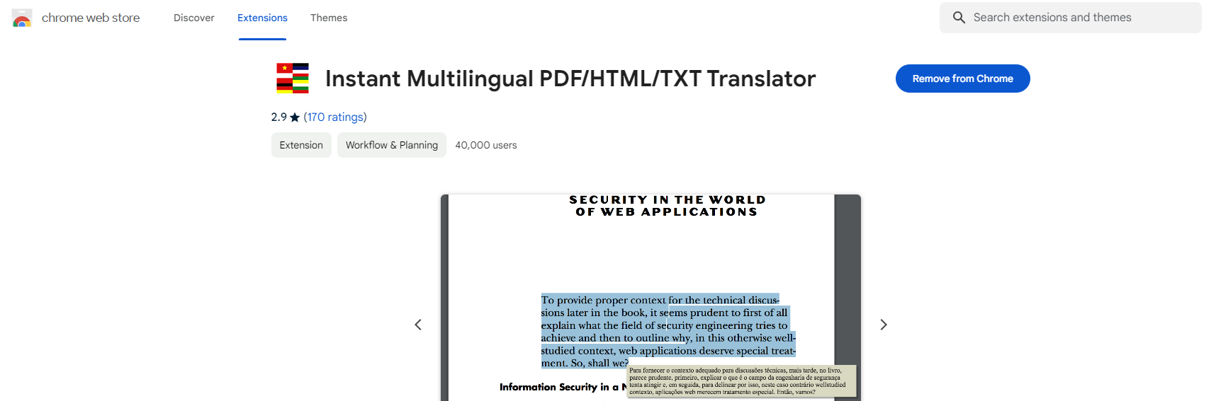 Telugu to Hindi translation PDF using Chrome translator extension