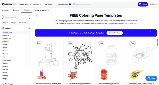 Template.net coloring book PDF free download site