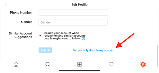 Temporarily Disable Instagram Account