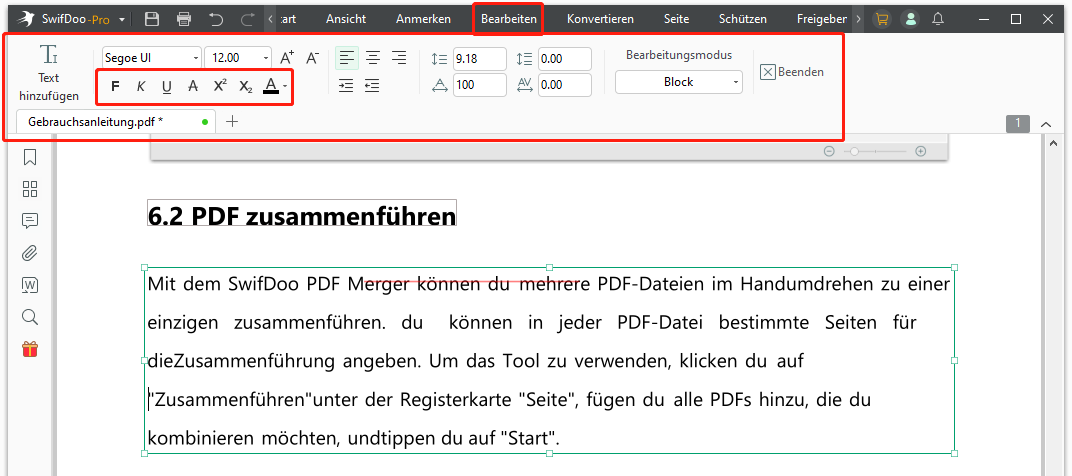 PDF Texte mit verschiedenen Formatierung versehen