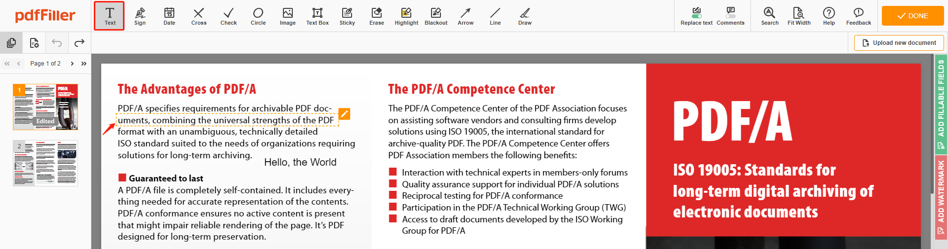 Sehen Sie sich die Anleitung an, wie Sie ganz einfach online Text in eine PDF-Datei einfügen können