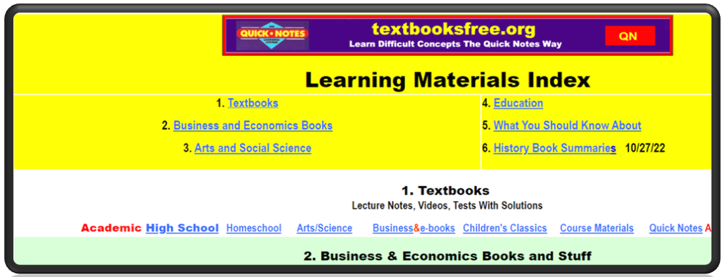Textbooksfree a free PDF textbook website