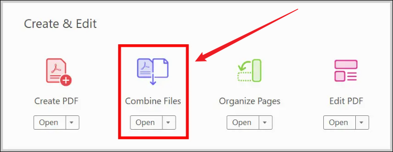 Go to Tools and click the Combine Files option in Adobe Acrobat