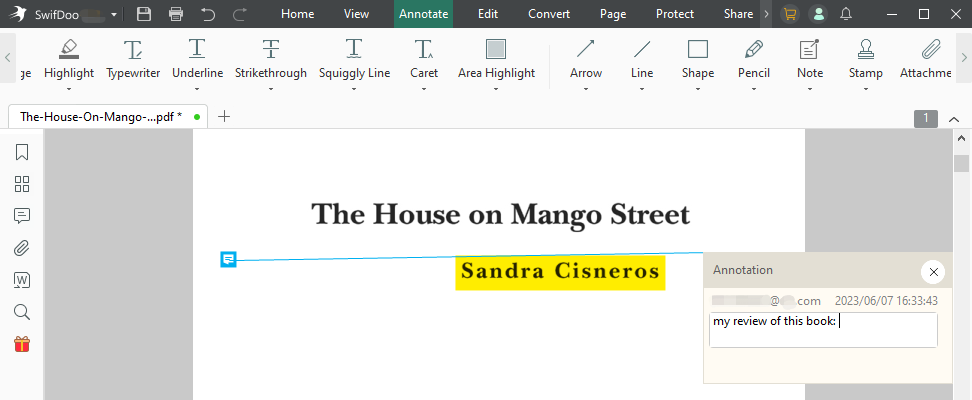 The House on Mango Street PDF reading with SwifDoo PDF