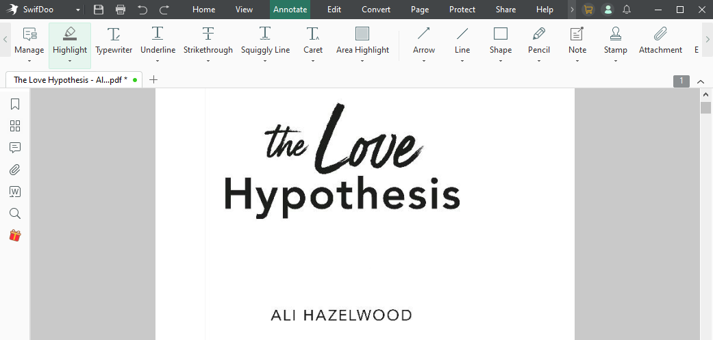 The Love Hypothesis PDF reading and editing with SwifDoo PDF