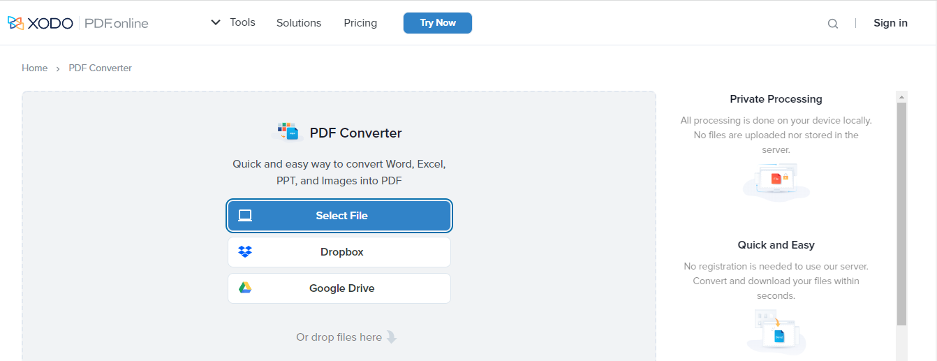 Xodo PDF online converter