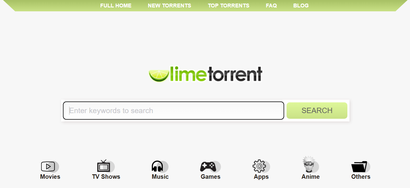 LimeTorrents interface