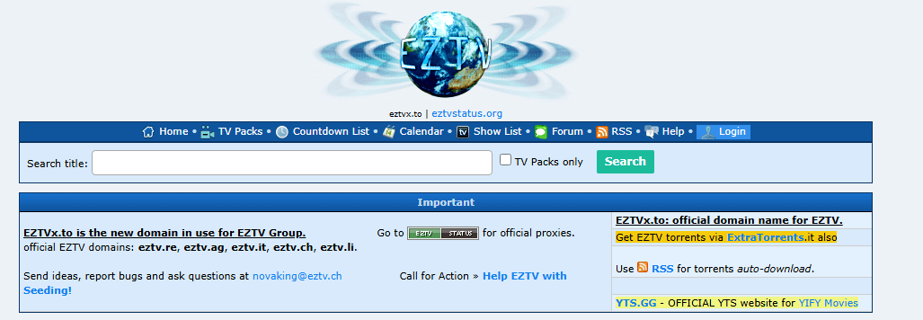 EZTV as Torrentz2 alternative