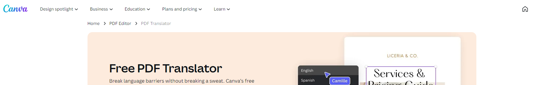Translate Burmese to English PDF with Canva