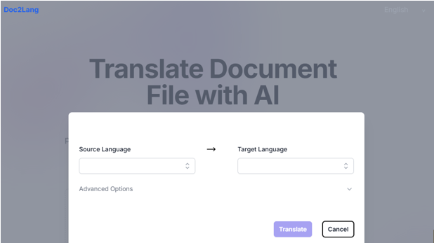 Translate Language from English to Afrikaans in PDF with Doc2Lang