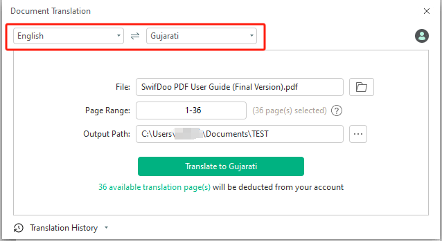 Translate English to Gujarati PDF with SwifDoo PDF translate page 2