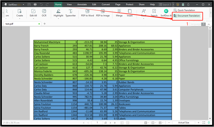 translate English to Hindi in Excel with SwifDoo PDF translator 1