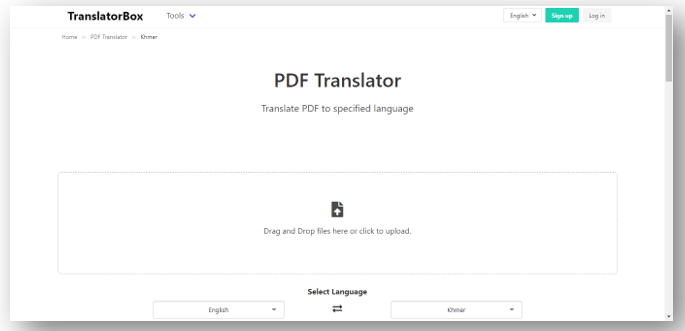 Use TranslatorBox to translate English to Khmer